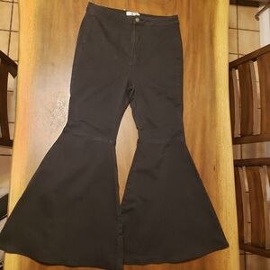 Free People Black Bell Bottom Jeans 32